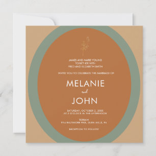 Bohemian Terracotta Sage Green Wedding Invitation