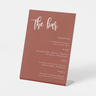 Bohemian Terracotta Script Wedding Bar Sign