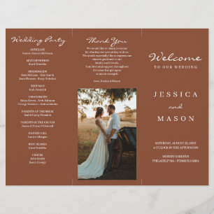 Bohemian Terracotta Trifold Wedding Program Flyer
