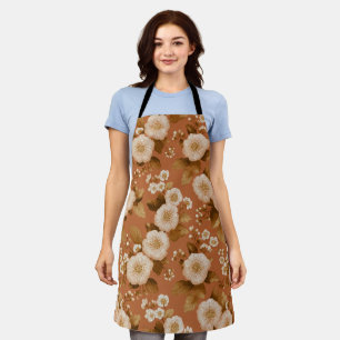 Bohemian Terracotta Wildflower Floral Pattern Apron