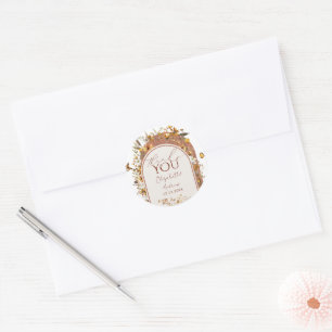 Bohemian Terracotta Wildflowers Arch Wedding Classic Round Sticker