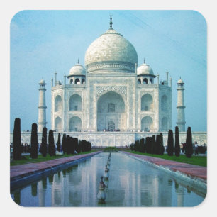 Bohemian travel India Agra Vintage Taj Mahal Square Sticker