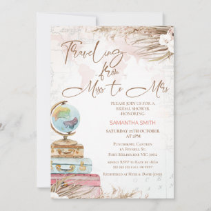 Bohemian Traveling Miss to Mrs Bridal Shower Invitation