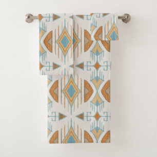 Bohemian Tribal Arrows, Apricot, Turquoise, Rust Bath Towel Set