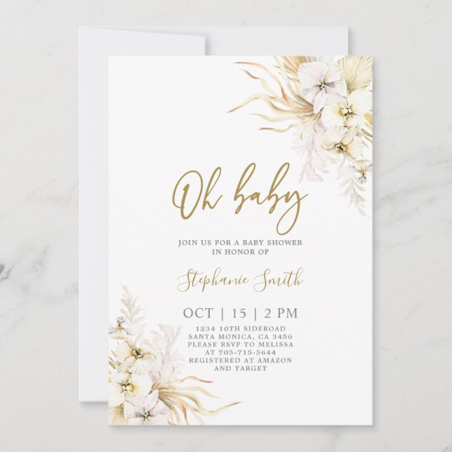 Bohemian Tropical Baby Shower Girl Invitation (Front)