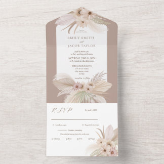 Bohemian Tropical Floral wedding All In One Invitation