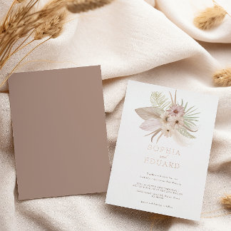 Bohemian Tropical floral Wedding Foil Invitation