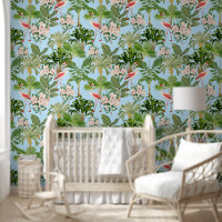 Bohemian Tropical Vintage Animals Plants Pattern