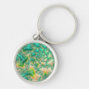 Bohemian Vibrant Trippy Fractal Abstract Spiral Key Ring
