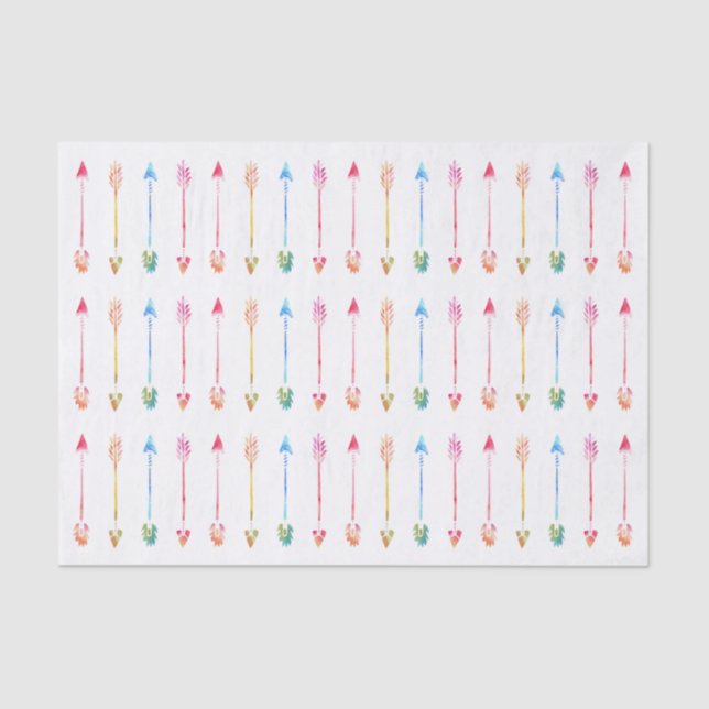 Bohemian Watercolor Arrows Pattern Tissue Paper (Front)