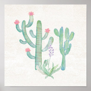 Bohemian Watercolor Cactus Poster