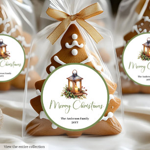 Bohemian Watercolor Christmas Lantern Sticker