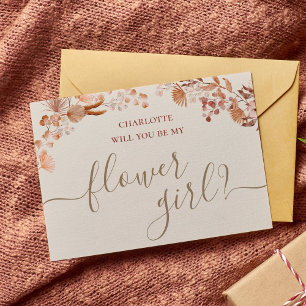 Bohemian Watercolor Flower Girl Proposal Card 