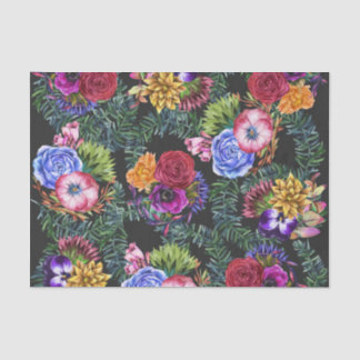 Bohemian Watercolor Flowers and Tropical Leaves Tissue Paper