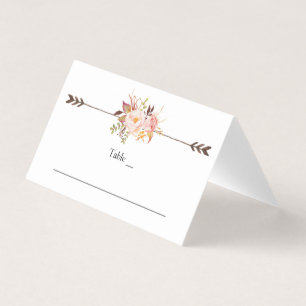 Bohemian Watercolor Flowers Elegant Place Card