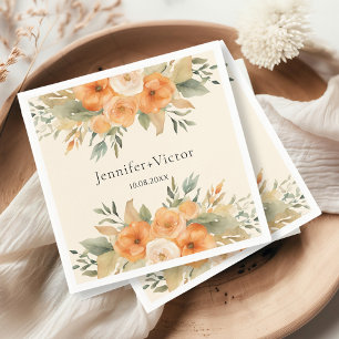 Bohemian Watercolor Flowers Wedding Napkin