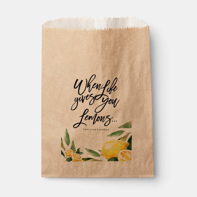 Bohemian Watercolor Lemon Wedding Favour Bag (Front)