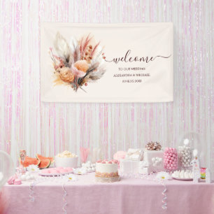 Bohemian Watercolor Pampas Grass Wedding Banner