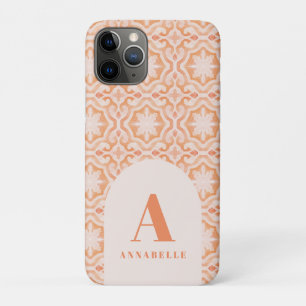 Bohemian watercolor pastel moroccan peach pink iPhone 11 pro case