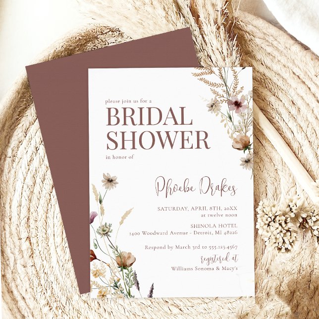 Bohemian Watercolor Wildflower Bridal Shower Invitation (Creator Uploaded)