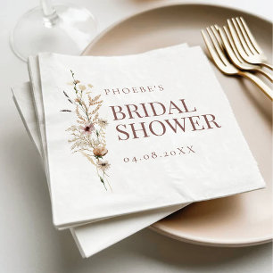 Bohemian Watercolor Wildflower Bridal Shower Napkin