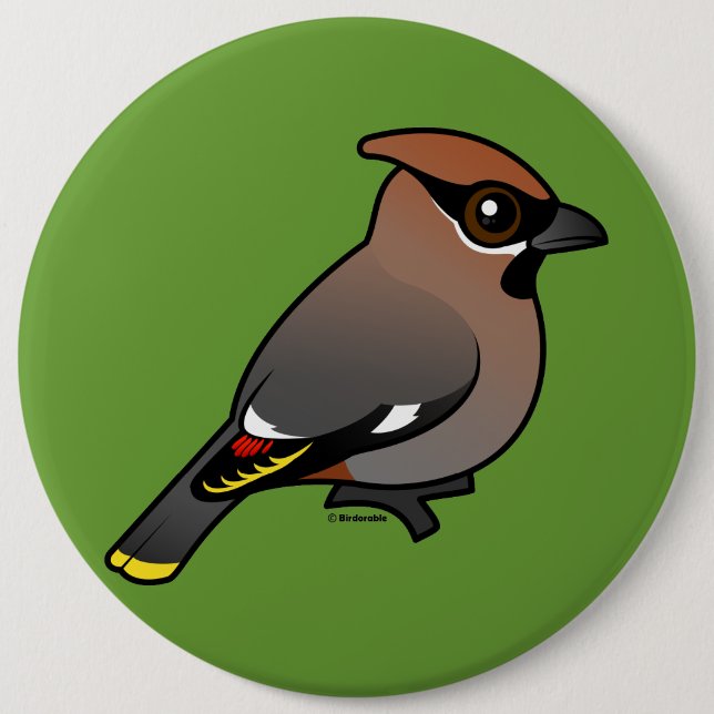 Bohemian Waxwing 6 Cm Round Badge (Front)