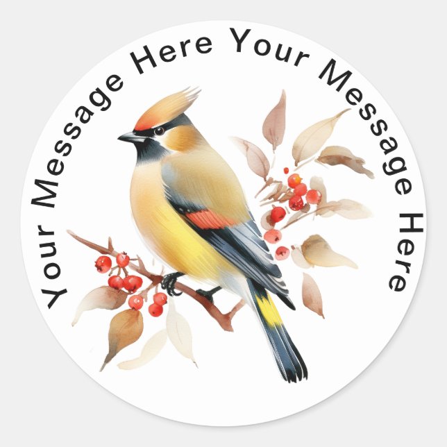 Bohemian Waxwing Classic Round Sticker (Front)