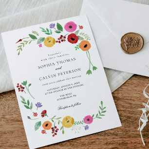 Bohemian Wedding Floral Invitation