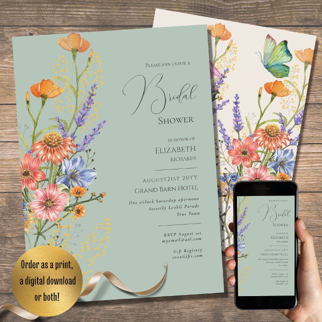 Bohemian Wedding Theme Romantic Wildflowers Boho   Invitation (Creator Uploaded)