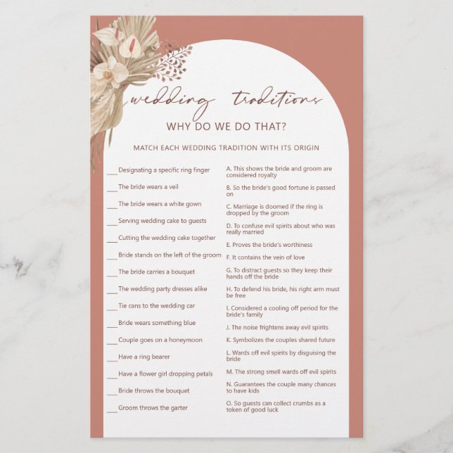Bohemian wedding traditions bridal shower game fly flyer (Front)
