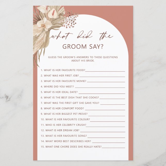 Bohemian what did the groom say bridal shower (Front)