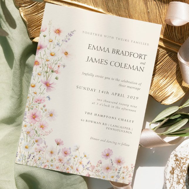 Bohemian Whimsical  Wildflowers  Wedding Invitation (Creator Uploaded)
