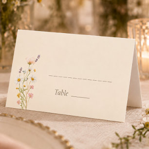 Bohemian Whimsical Wildflowers Wedding Place Card