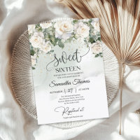 Bohemian white roses and eucalyptus greenery gold