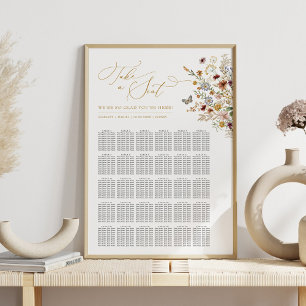 Bohemian Wildflower Backyard Wedding Seating Chart
