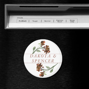 Bohemian Wildflower   Burnt Orange Floral Wedding Magnet