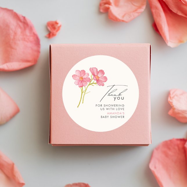 Bohemian Wildflower Floral Baby Shower Classic Round Sticker (Creator Uploaded)