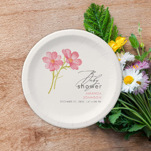 Bohemian Wildflower Floral baby Shower  Paper Plate