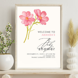 Bohemian Wildflower Floral Baby Shower Poster