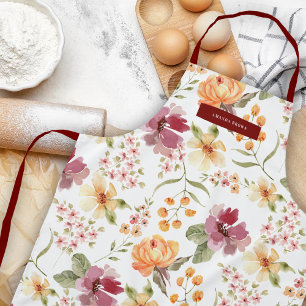 Bohemian Wildflower Floral Grace Chic Trendy Apron