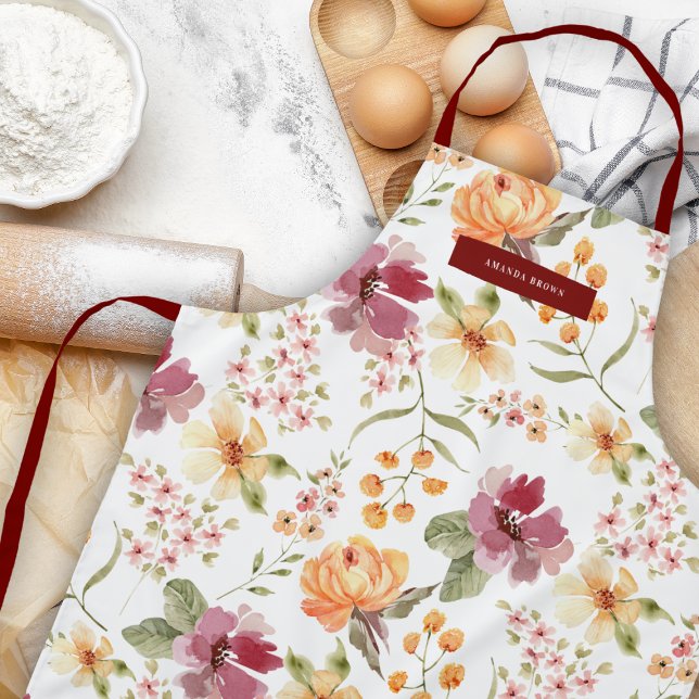 Bohemian Wildflower Floral Grace Chic Trendy Apron (Creator Uploaded)