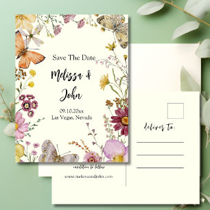 Bohemian Wildflower Floral Save The Date Postcard