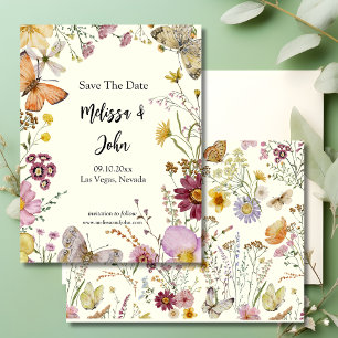 Bohemian Wildflower Floral Save The Date Postcard