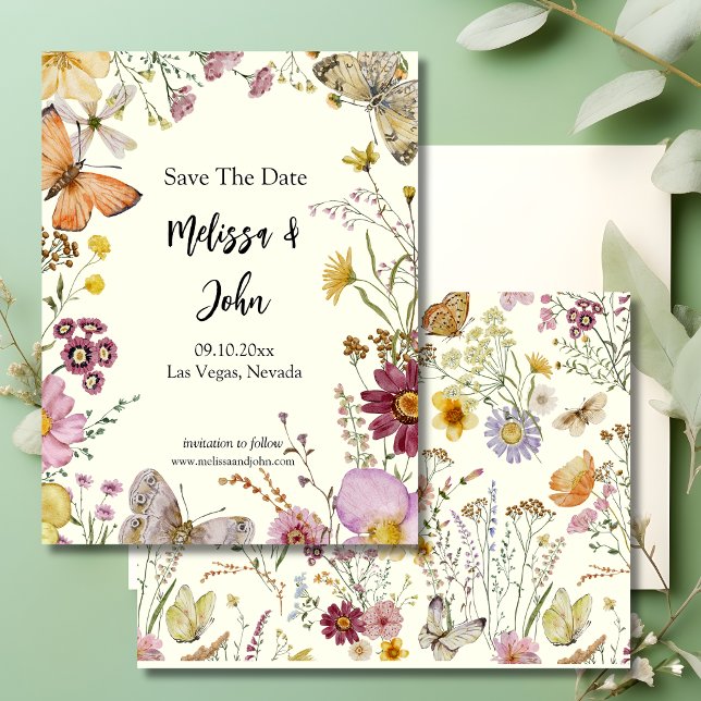 Bohemian Wildflower Floral Save The Date Postcard (Creator Uploaded)