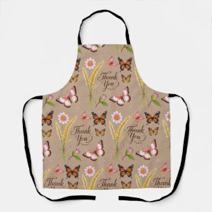 Bohemian Wildflowers, butterflies, wheat stalks Apron