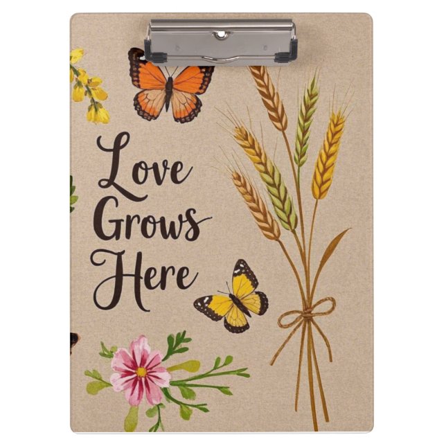 Bohemian Wildflowers, butterflies, wheat stalks Clipboard (Front)