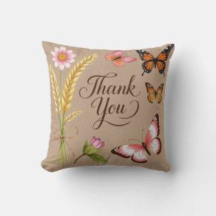Bohemian Wildflowers, butterflies, wheat stalks Cushion