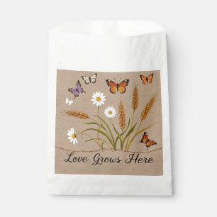 Bohemian Wildflowers, butterflies, wheat stalks Favour Bag