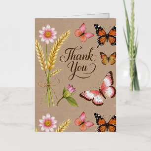 Bohemian Wildflowers, butterflies, wheat stalks Foil Greeting Card