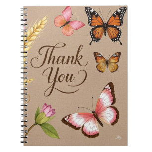 Bohemian Wildflowers, butterflies, wheat stalks Notebook
